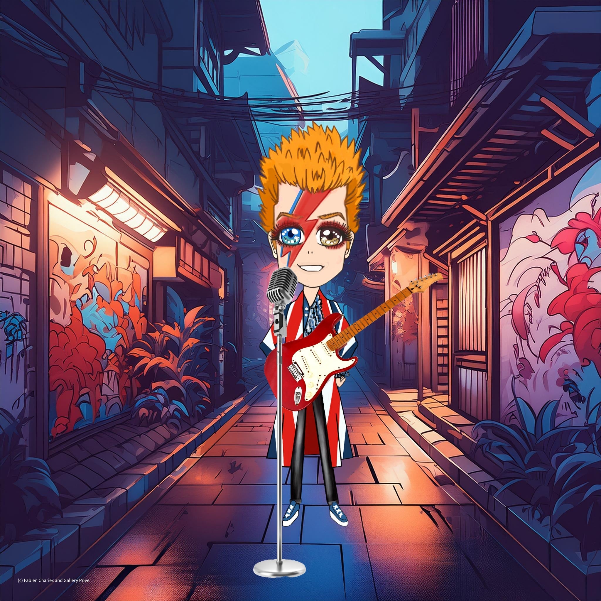 Tokyo Rebel, David Bowie manga-inspired artwork by Hiren Kothari and Maria Sokolyanskaya