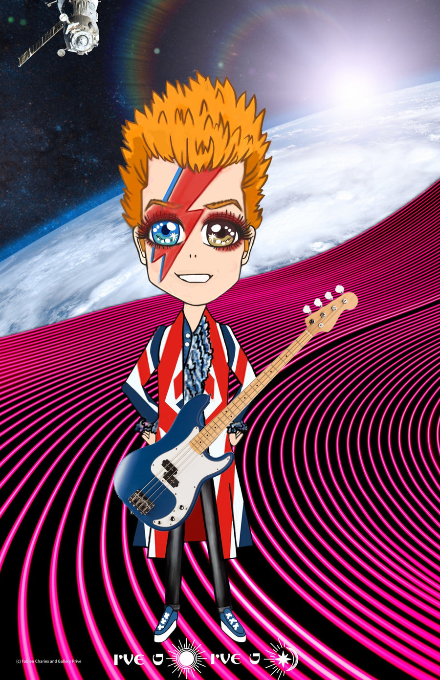 Bass Among the Stars, David Bowie manga-inspired artwork by Hiren Kothari and Maria Sokolyanskaya