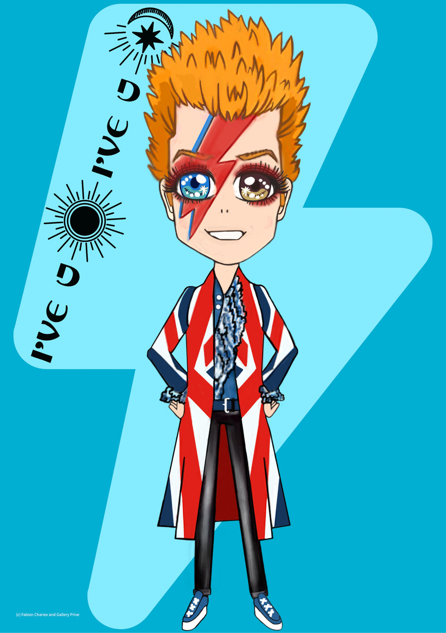 Electric Blue, David Bowie manga-inspired artwork by Hiren Kothari and Maria Sokolyanskaya